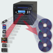 Backup flash memory to CD or DVD - multimedia blu-ray duplicator copy flash memory cards bd-r recordable discs